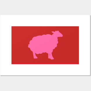 Sheep Silhouette Pattern in Pink Posters and Art